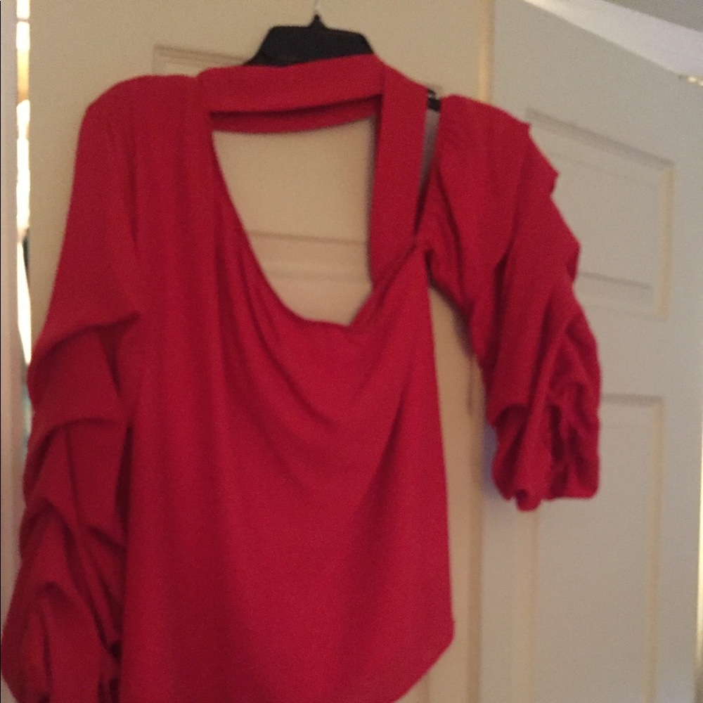 Red one shoulder blouse size large